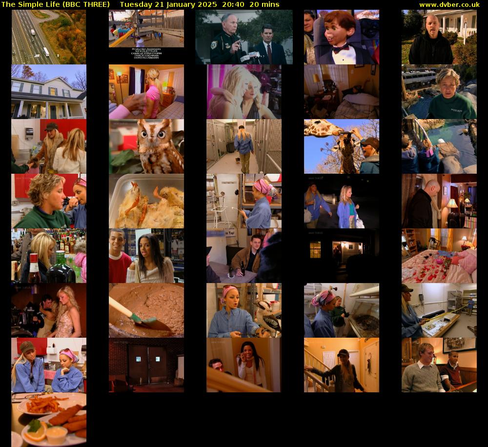 The Simple Life (BBC THREE) Tuesday 21 January 2025 20:40 - 21:00