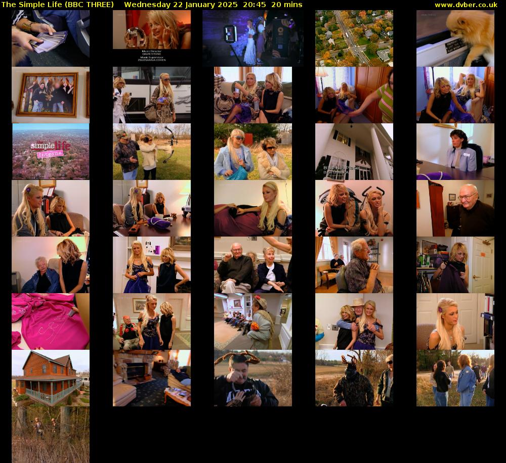 The Simple Life (BBC THREE) Wednesday 22 January 2025 20:45 - 21:05