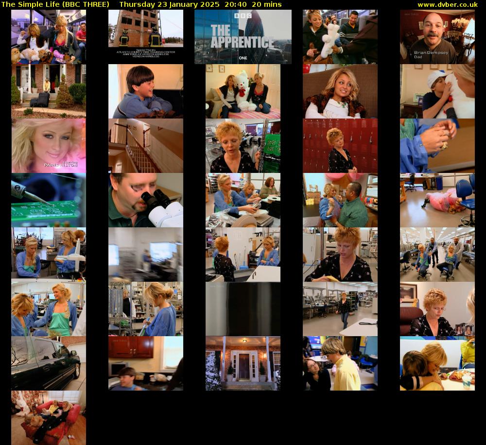 The Simple Life (BBC THREE) Thursday 23 January 2025 20:40 - 21:00