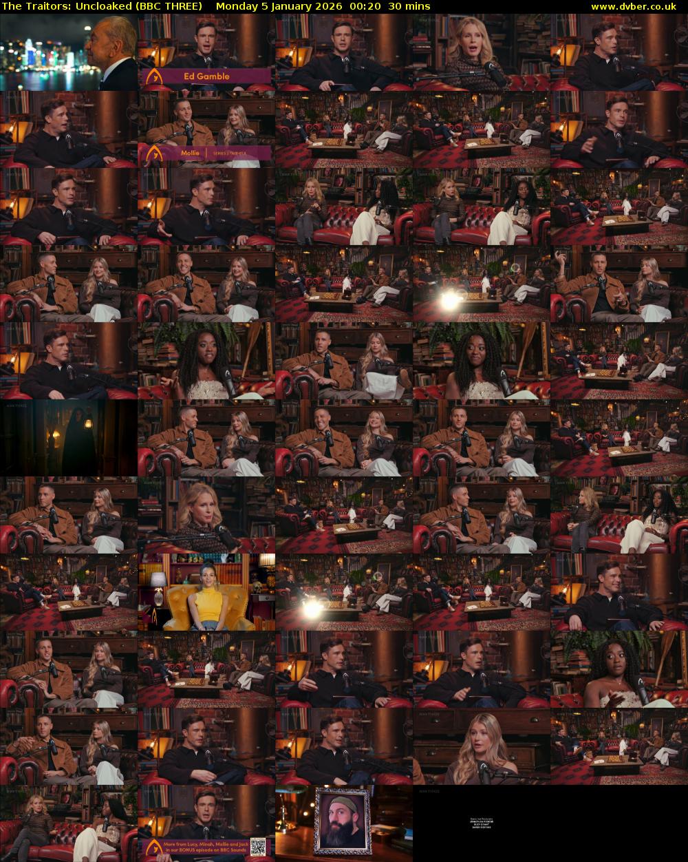 The Traitors: Uncloaked (BBC THREE) Monday 5 January 2026 00:20 - 00:50