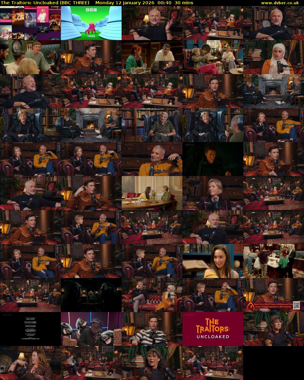 The Traitors: Uncloaked (BBC THREE) Monday 12 January 2026 00:40 - 01:10