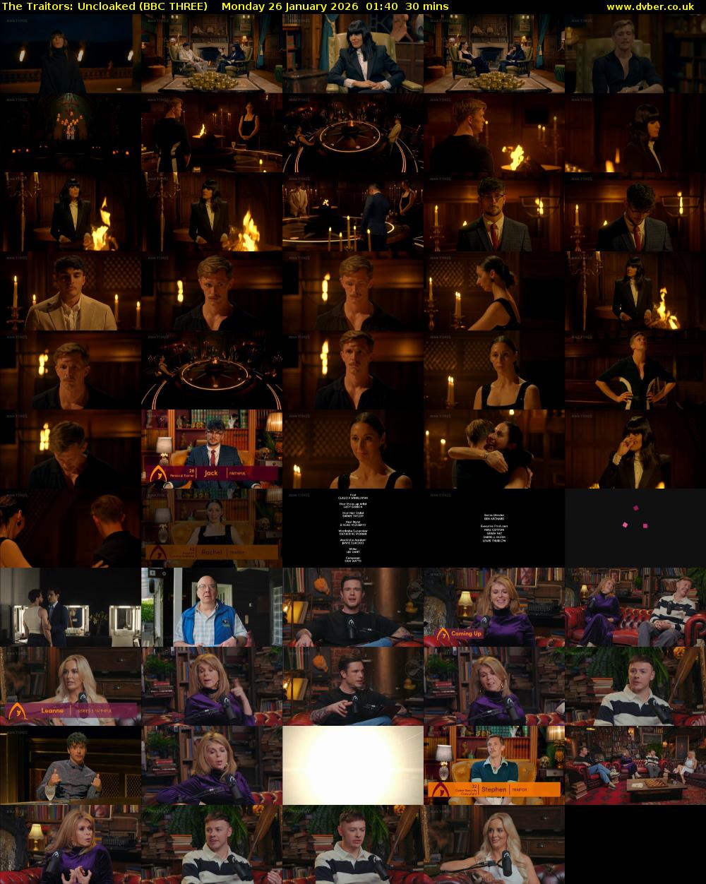 The Traitors: Uncloaked (BBC THREE) Monday 26 January 2026 01:40 - 02:10
