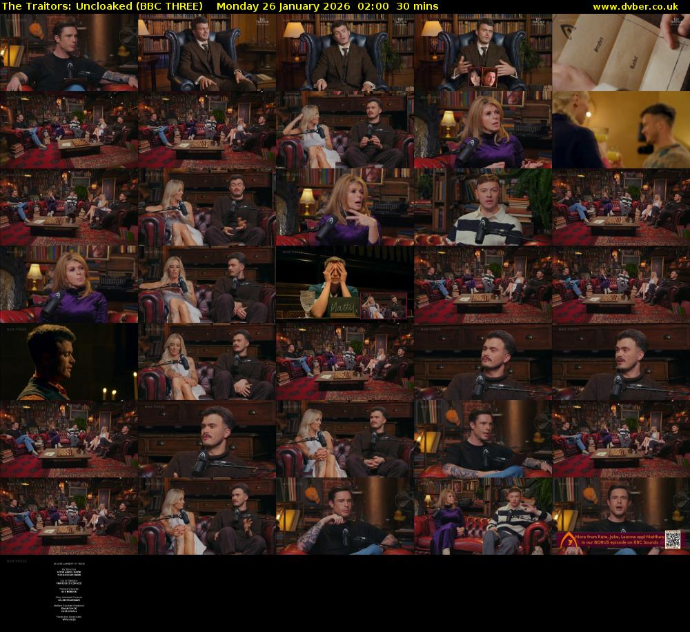 The Traitors: Uncloaked (BBC THREE) Monday 26 January 2026 02:00 - 02:30