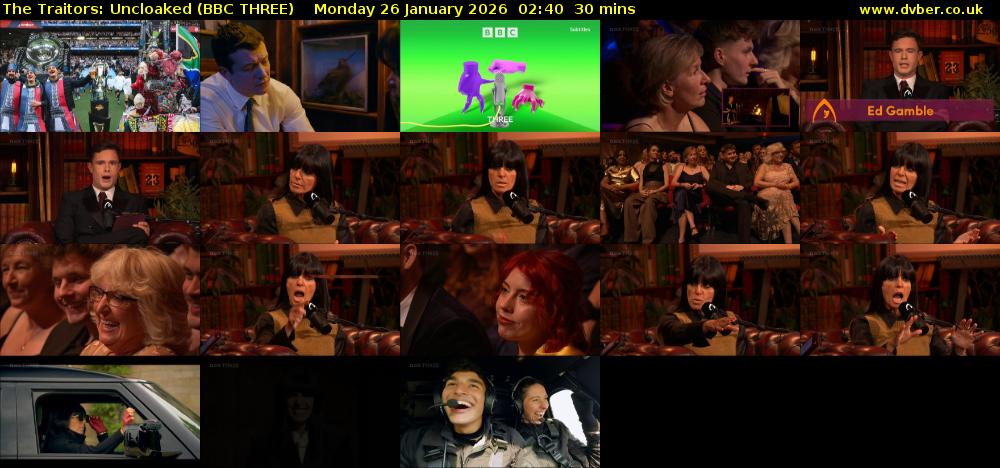 The Traitors: Uncloaked (BBC THREE) Monday 26 January 2026 02:40 - 03:10