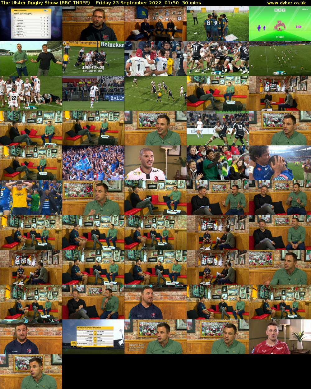 The Ulster Rugby Show (BBC THREE) Friday 23 September 2022 01:50 - 02:20