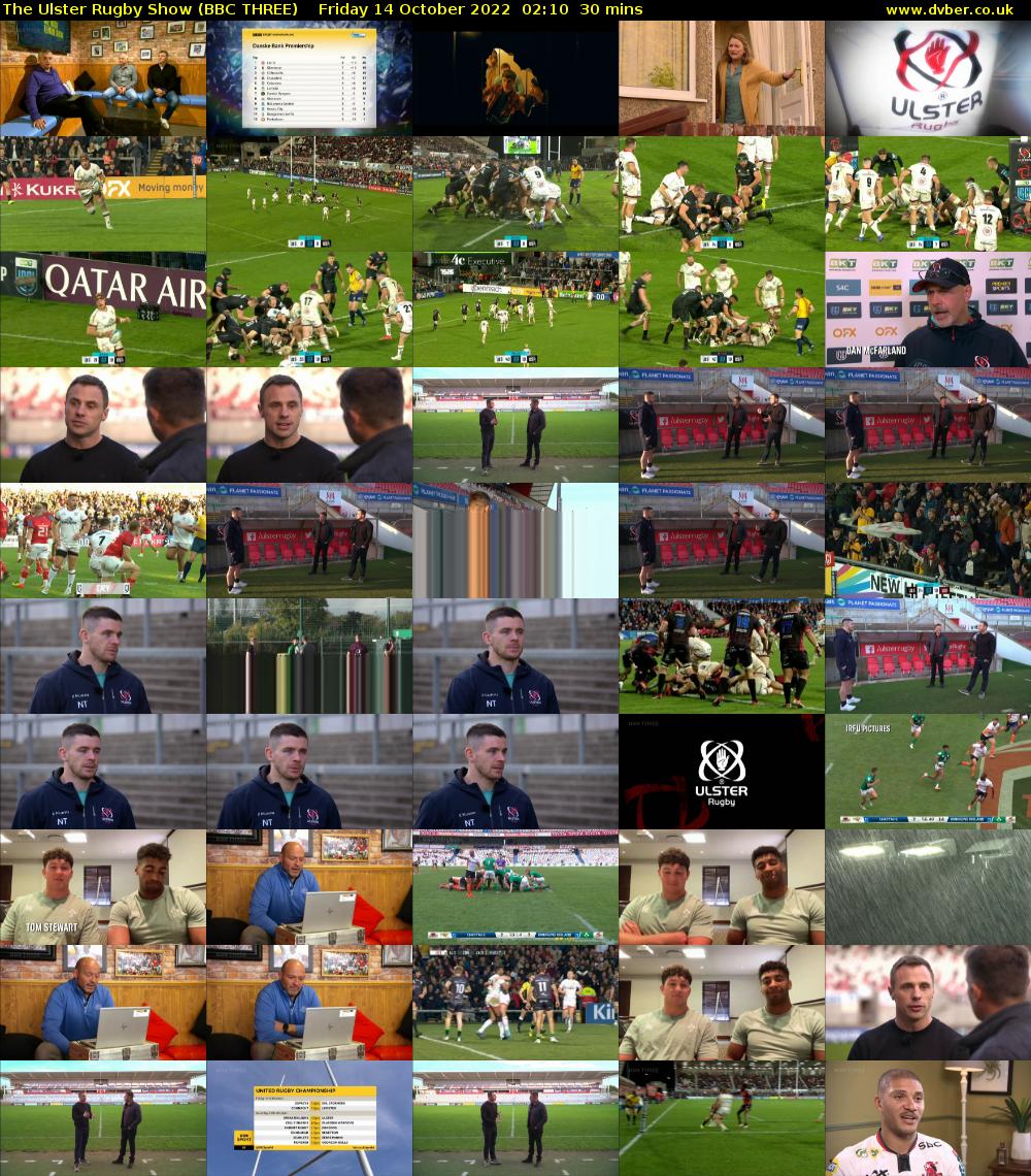 The Ulster Rugby Show (BBC THREE) Friday 14 October 2022 02:10 - 02:40
