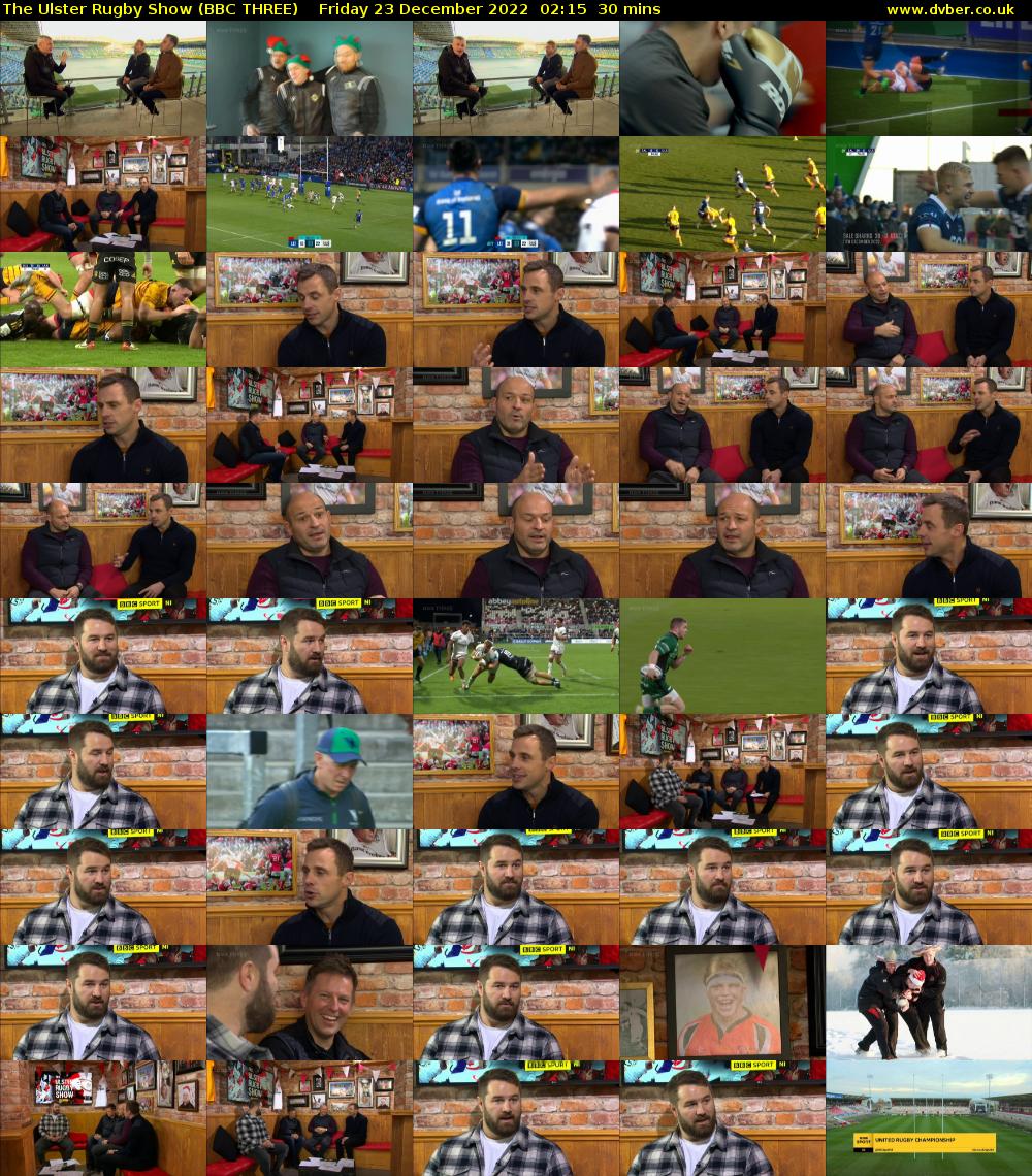 The Ulster Rugby Show (BBC THREE) Friday 23 December 2022 02:15 - 02:45
