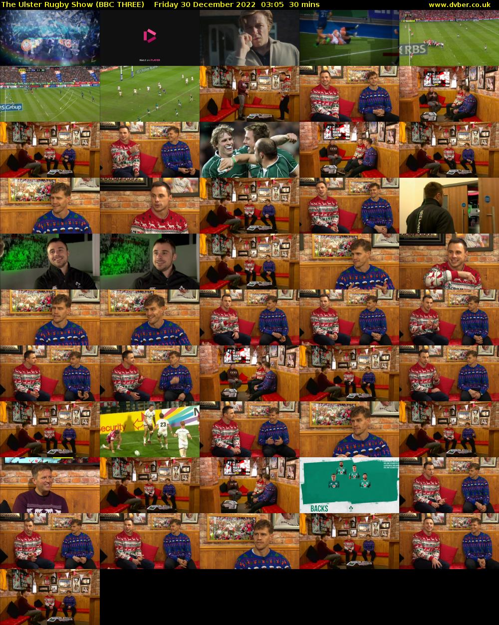 The Ulster Rugby Show (BBC THREE) Friday 30 December 2022 03:05 - 03:35