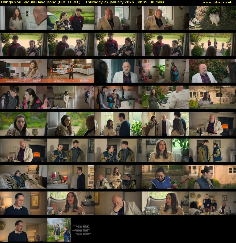 Things You Should Have Done (BBC THREE) Thursday 22 January 2026 00:05 - 00:35