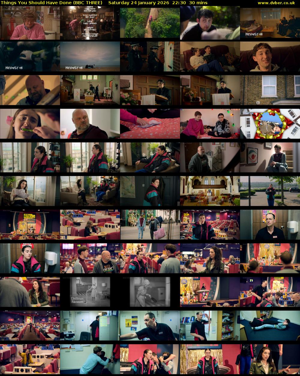 Things You Should Have Done (BBC THREE) Saturday 24 January 2026 22:30 - 23:00