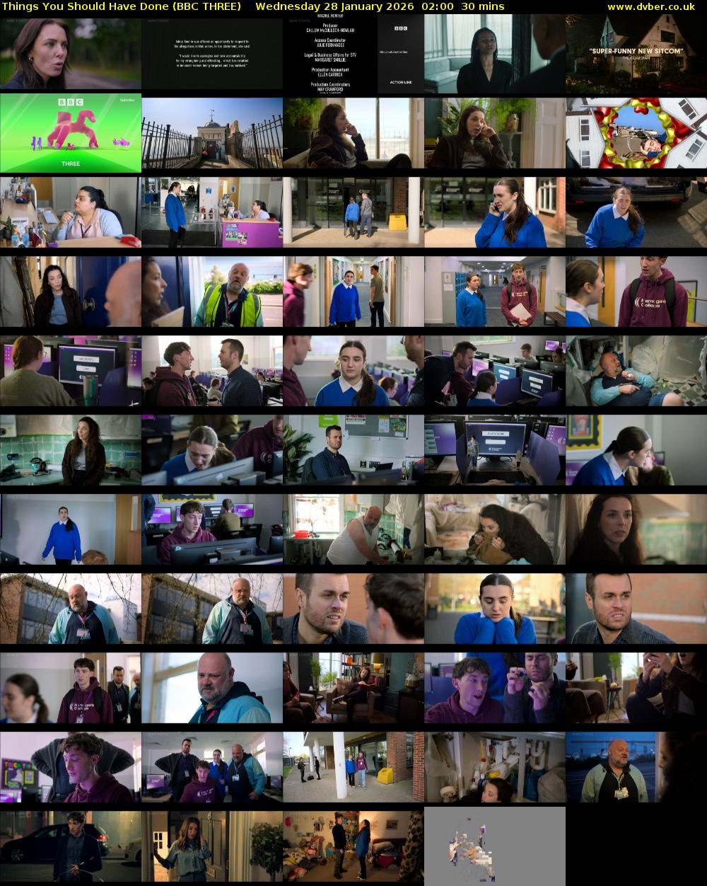 Things You Should Have Done (BBC THREE) Wednesday 28 January 2026 02:00 - 02:30