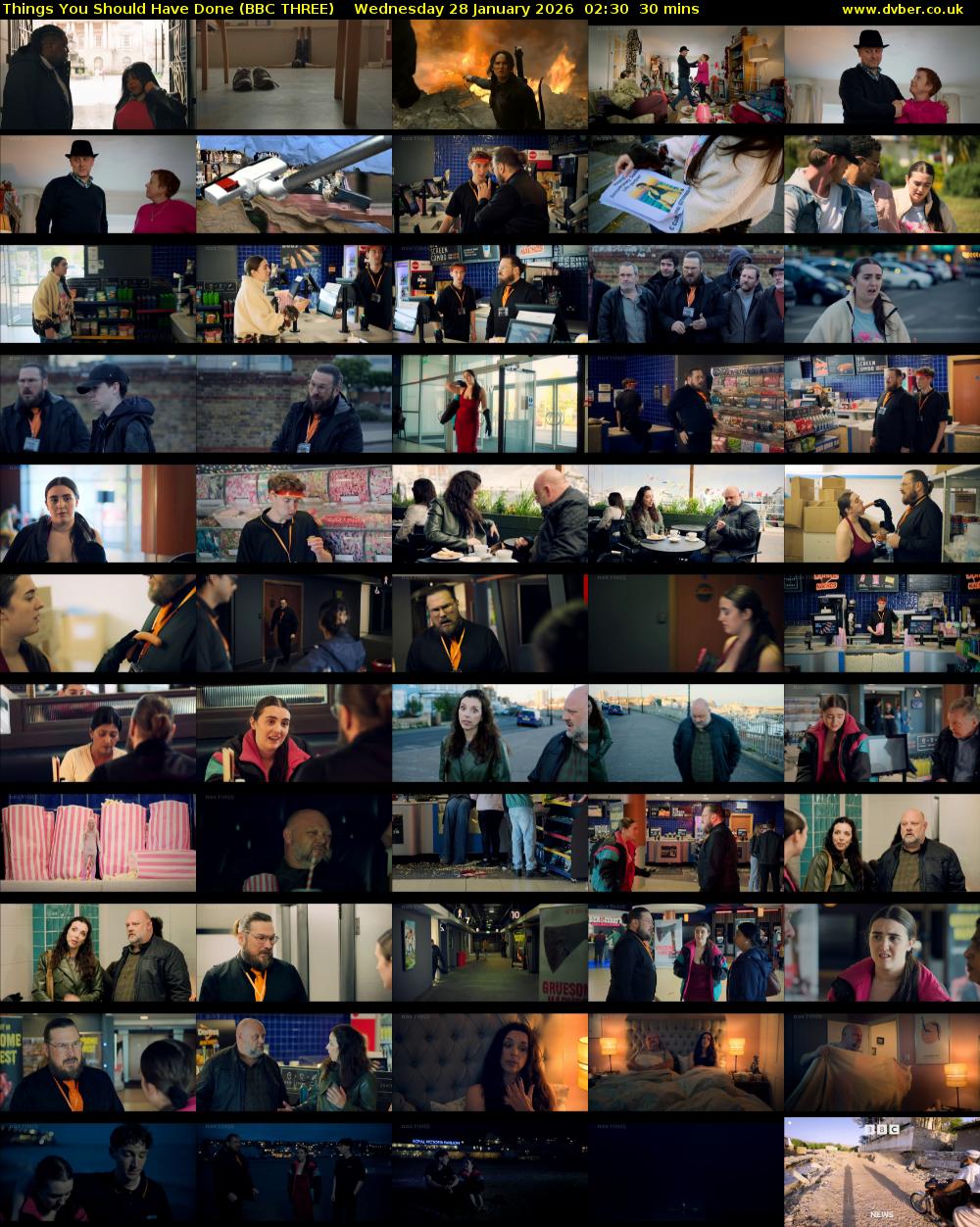 Things You Should Have Done (BBC THREE) Wednesday 28 January 2026 02:30 - 03:00