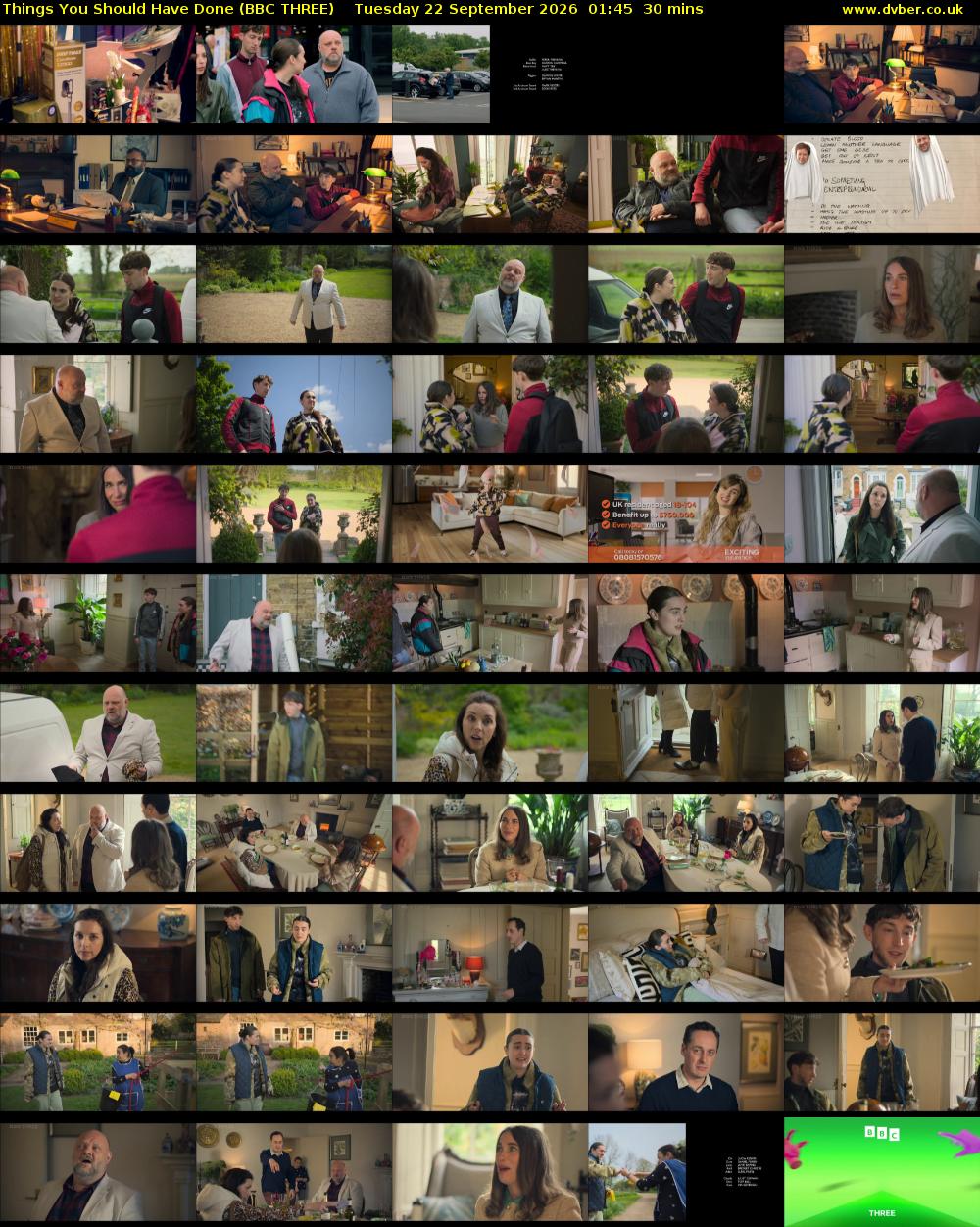 Things You Should Have Done (BBC THREE) Tuesday 22 September 2026 01:45 - 02:15