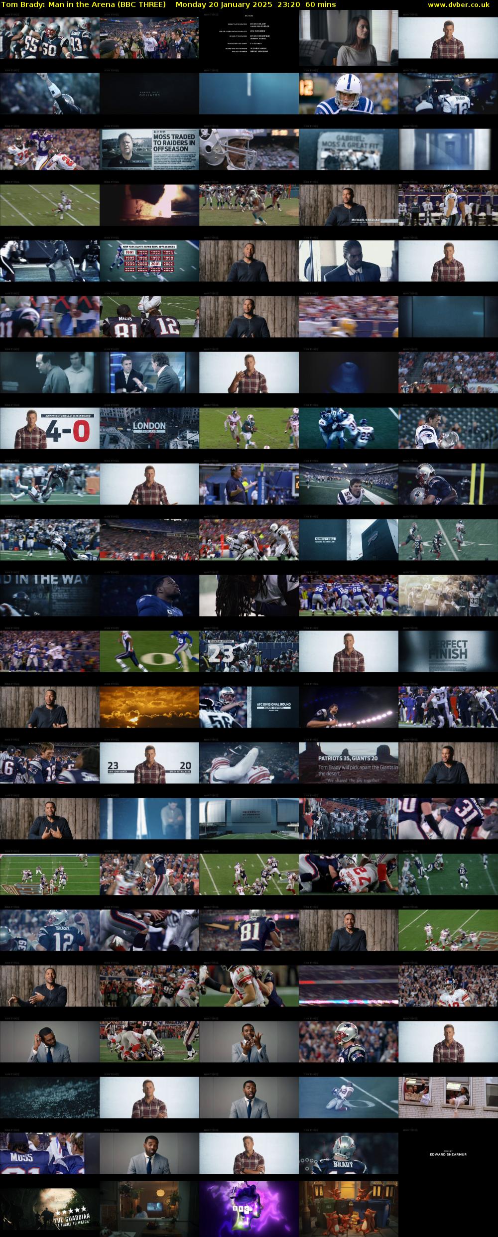 Tom Brady: Man in the Arena (BBC THREE) Monday 20 January 2025 23:20 - 00:20