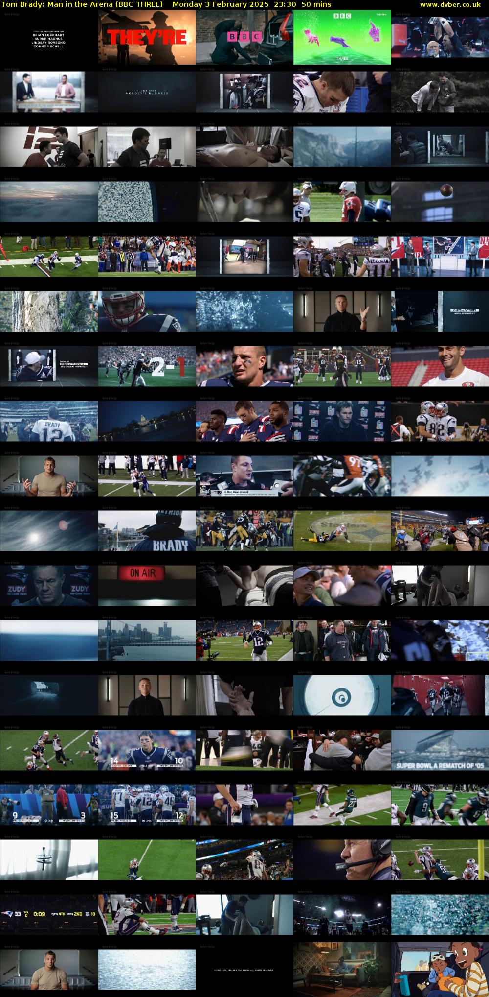 Tom Brady: Man in the Arena (BBC THREE) Monday 3 February 2025 23:30 - 00:20