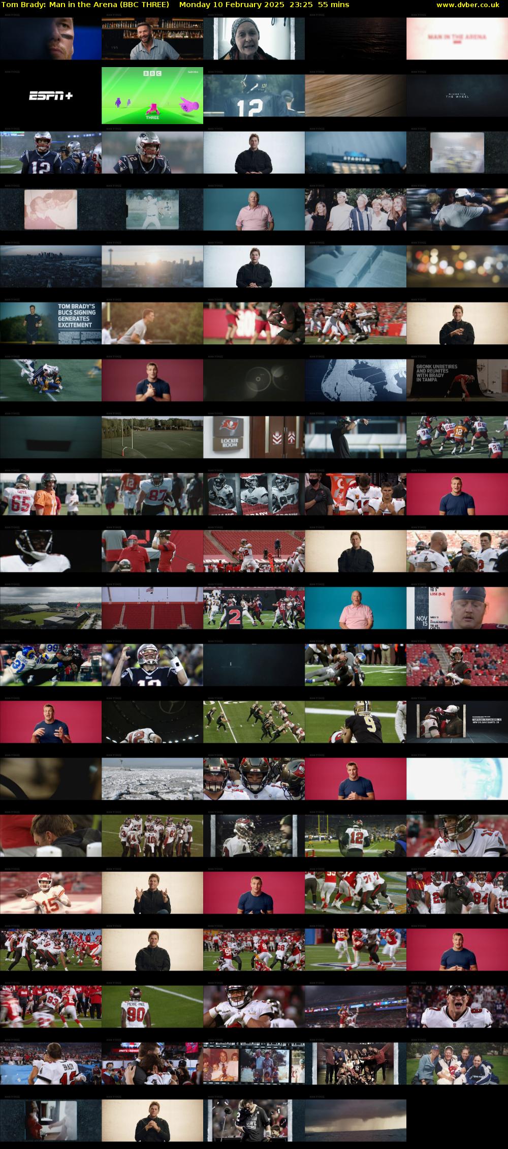 Tom Brady: Man in the Arena (BBC THREE) Monday 10 February 2025 23:25 - 00:20