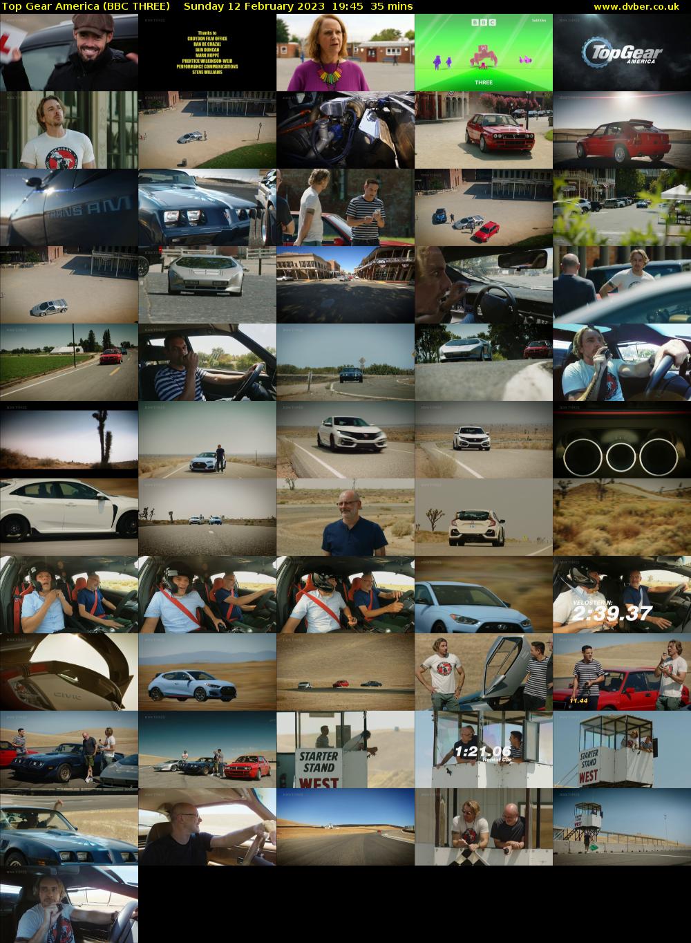 Top Gear America (BBC THREE) Sunday 12 February 2023 19:45 - 20:20