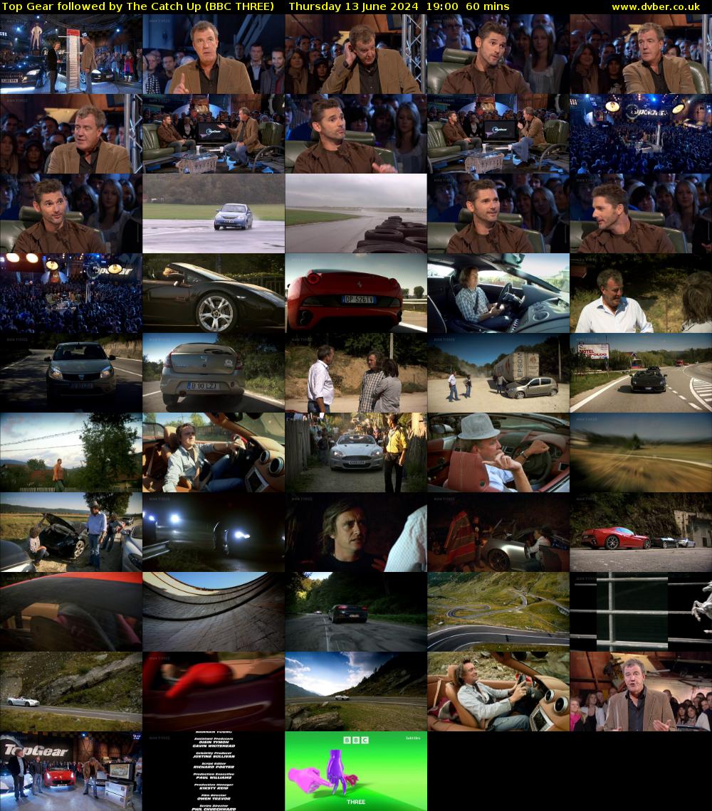 Top Gear followed by The Catch Up (BBC THREE) Thursday 13 June 2024 19:00 - 20:00