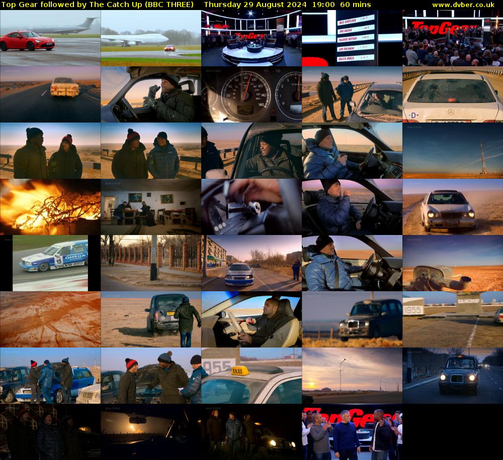 Top Gear followed by The Catch Up (BBC THREE) Thursday 29 August 2024 19:00 - 20:00