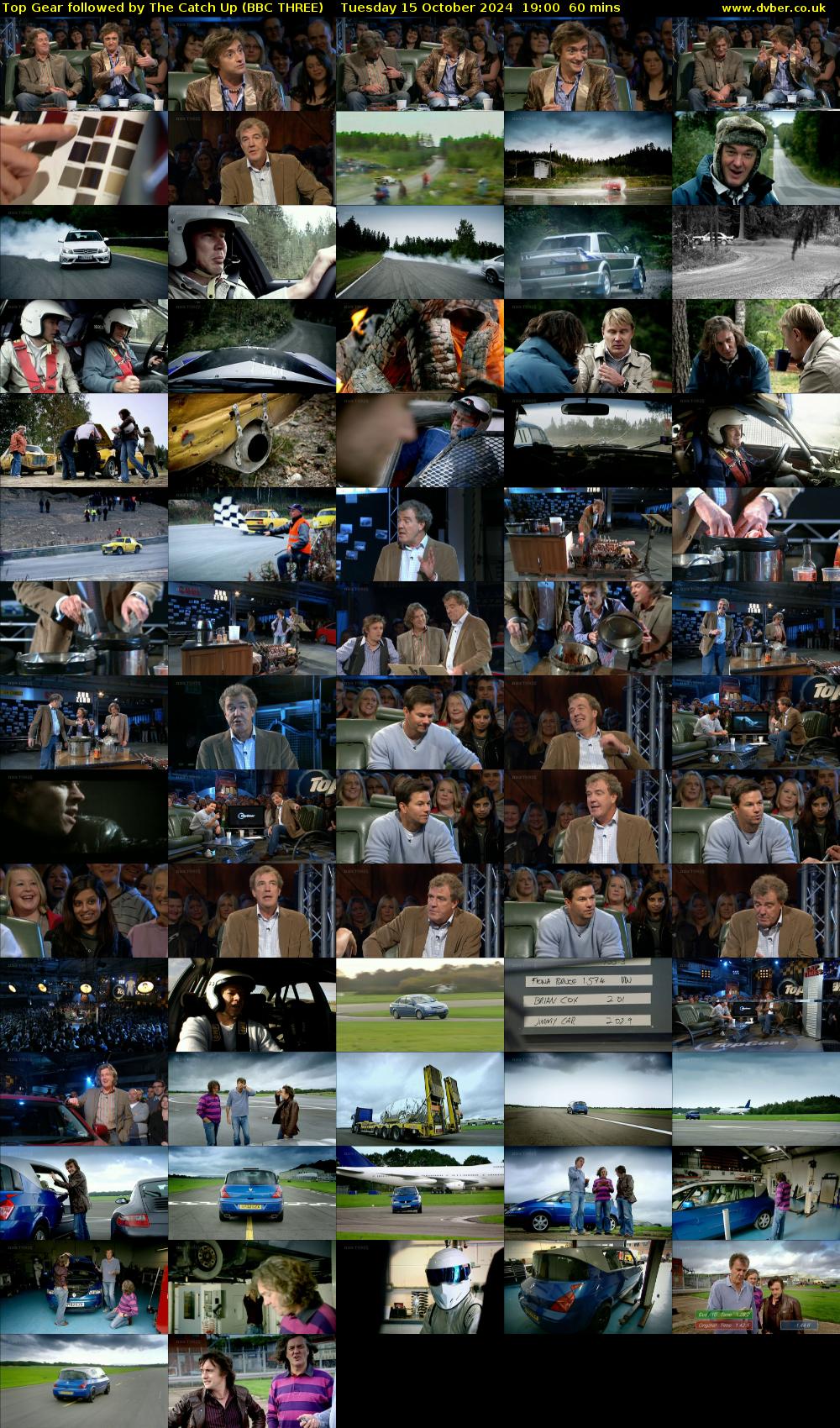 Top Gear followed by The Catch Up (BBC THREE) Tuesday 15 October 2024 19:00 - 20:00