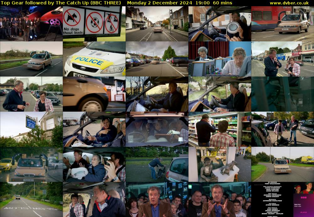 Top Gear followed by The Catch Up (BBC THREE) Monday 2 December 2024 19:00 - 20:00