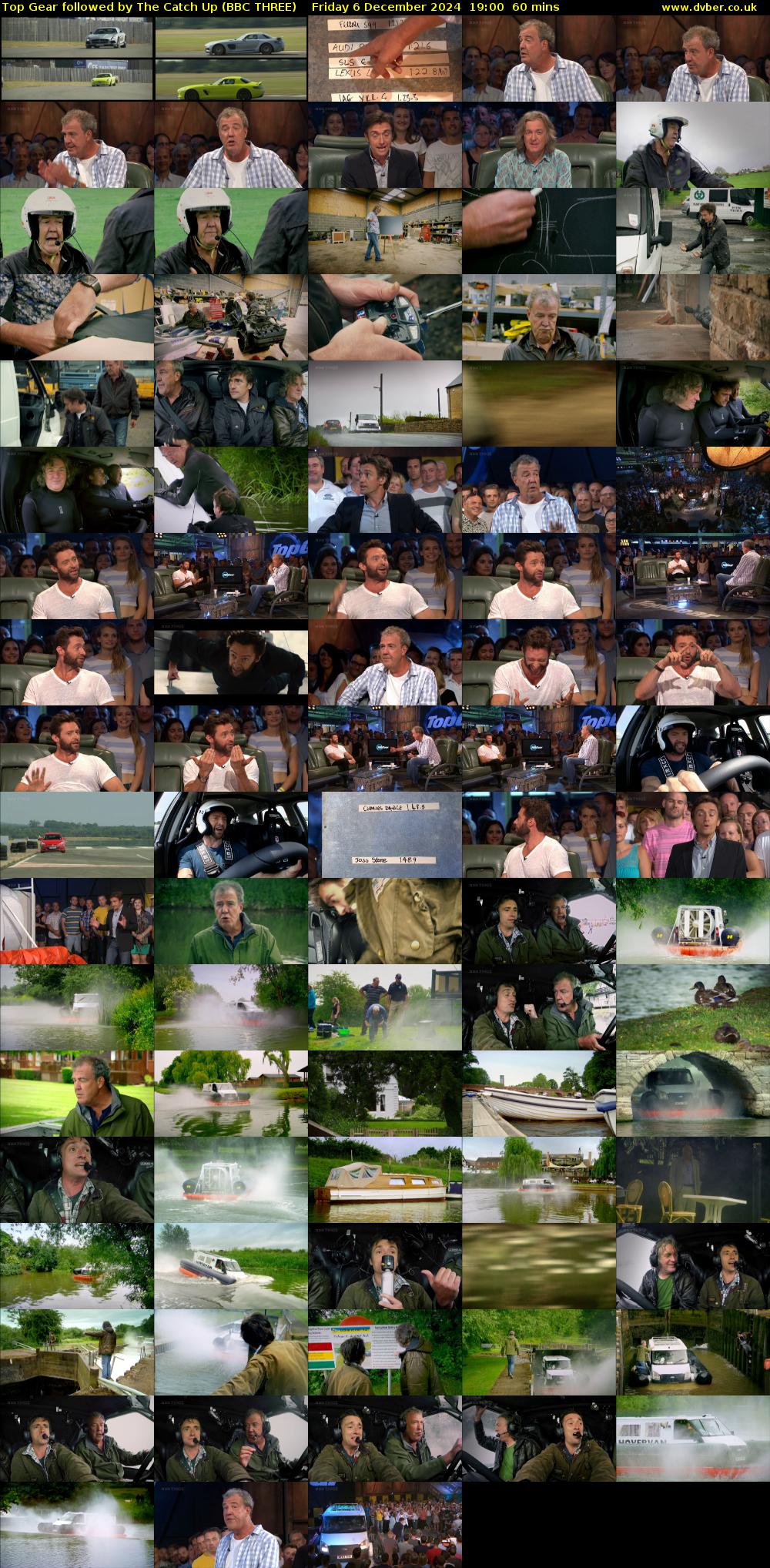 Top Gear followed by The Catch Up (BBC THREE) Friday 6 December 2024 19:00 - 20:00