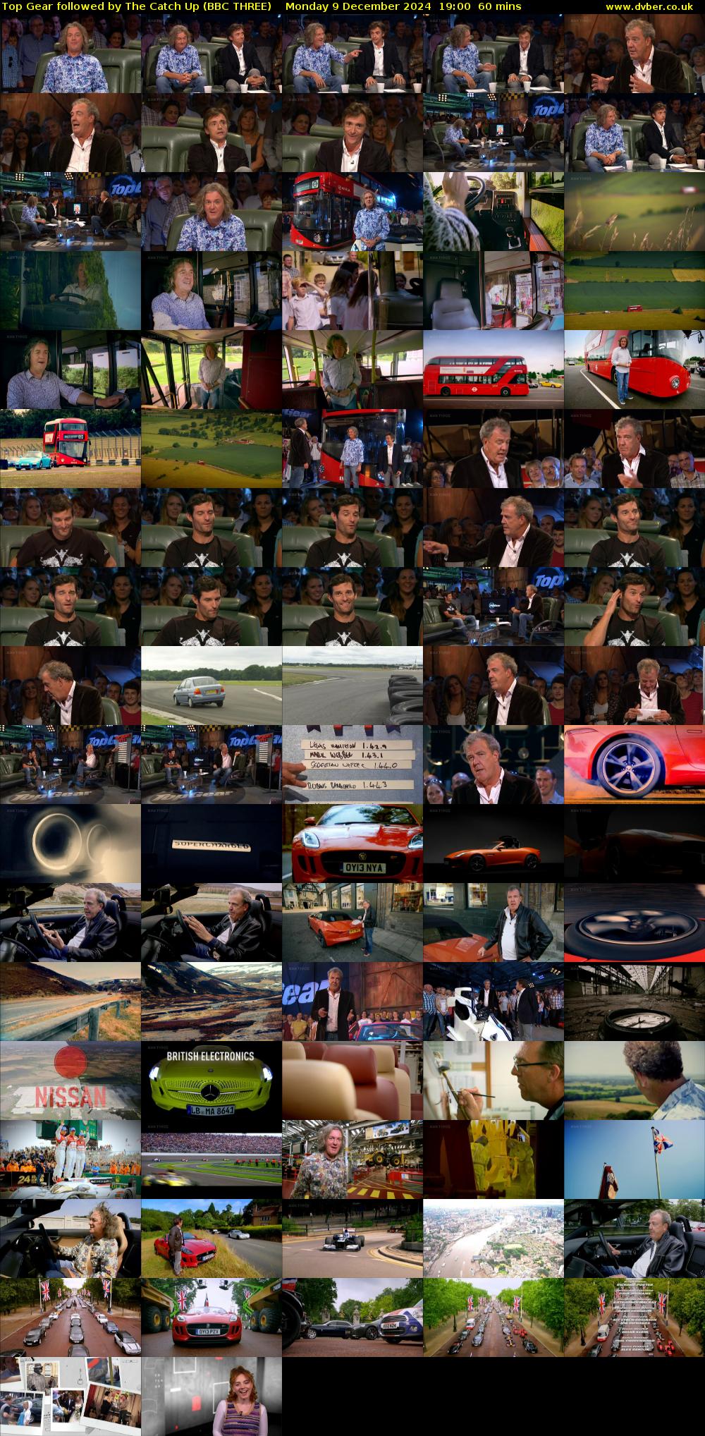 Top Gear followed by The Catch Up (BBC THREE) Monday 9 December 2024 19:00 - 20:00