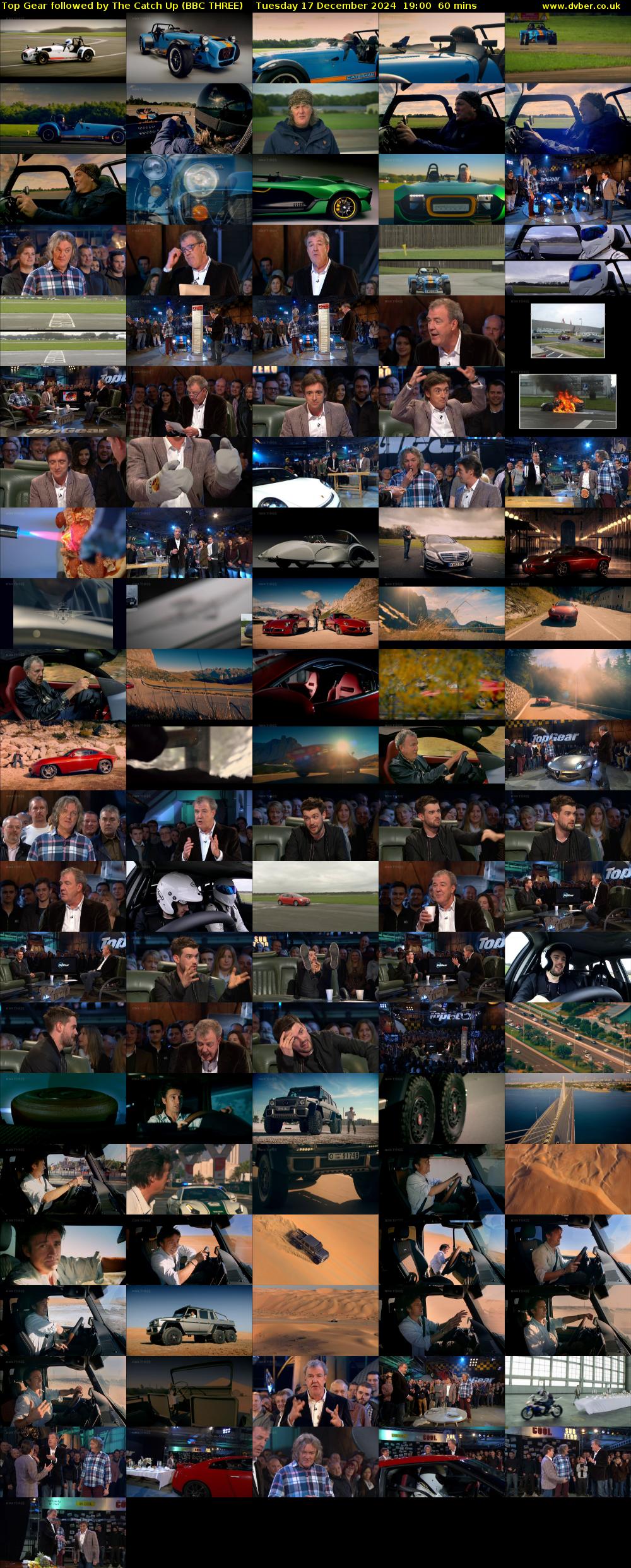 Top Gear followed by The Catch Up (BBC THREE) Tuesday 17 December 2024 19:00 - 20:00