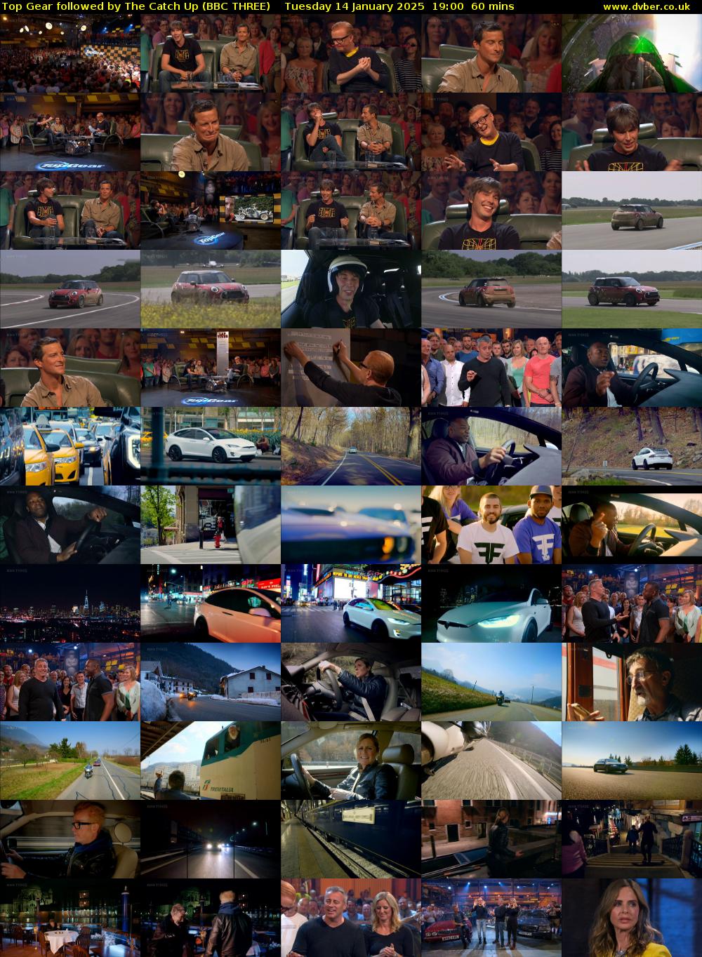 Top Gear followed by The Catch Up (BBC THREE) Tuesday 14 January 2025 19:00 - 20:00