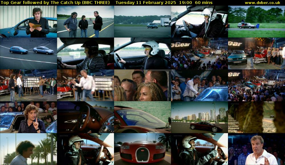 Top Gear followed by The Catch Up (BBC THREE) Tuesday 11 February 2025 19:00 - 20:00