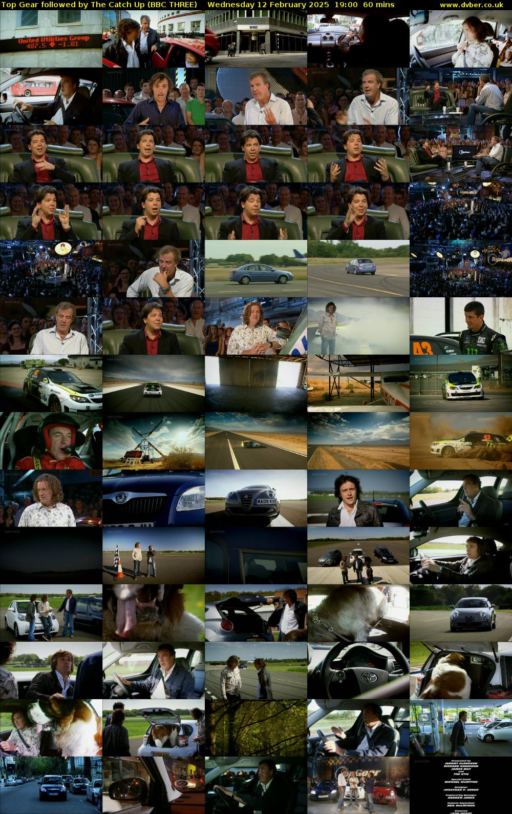 Top Gear followed by The Catch Up (BBC THREE) Wednesday 12 February 2025 19:00 - 20:00