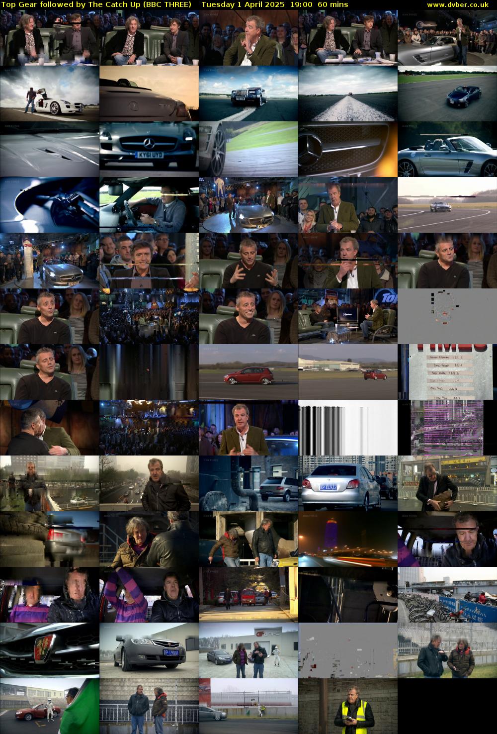 Top Gear followed by The Catch Up (BBC THREE) Tuesday 1 April 2025 19:00 - 20:00