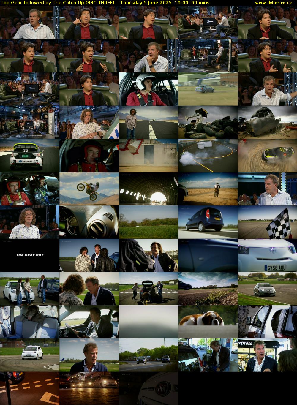 Top Gear followed by The Catch Up (BBC THREE) Thursday 5 June 2025 19:00 - 20:00