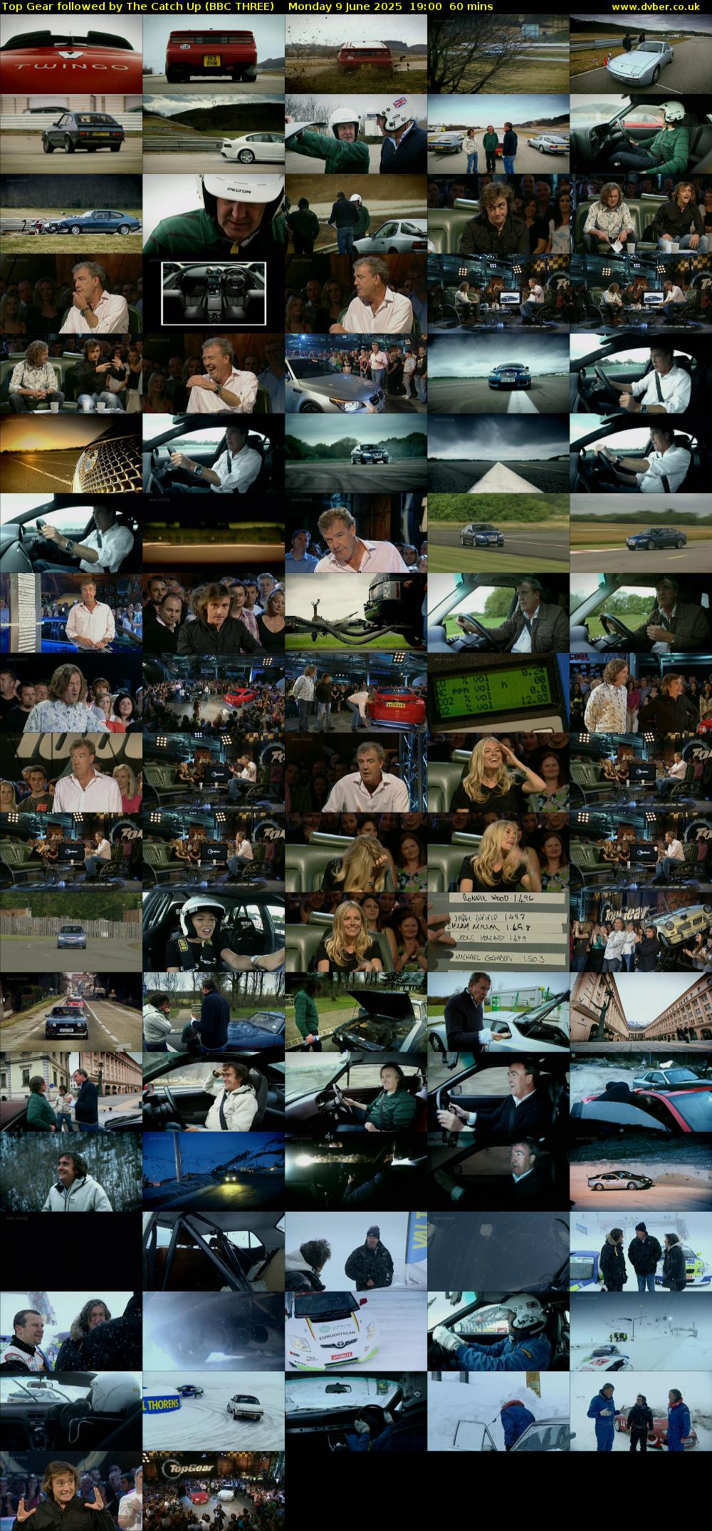 Top Gear followed by The Catch Up (BBC THREE) Monday 9 June 2025 19:00 - 20:00