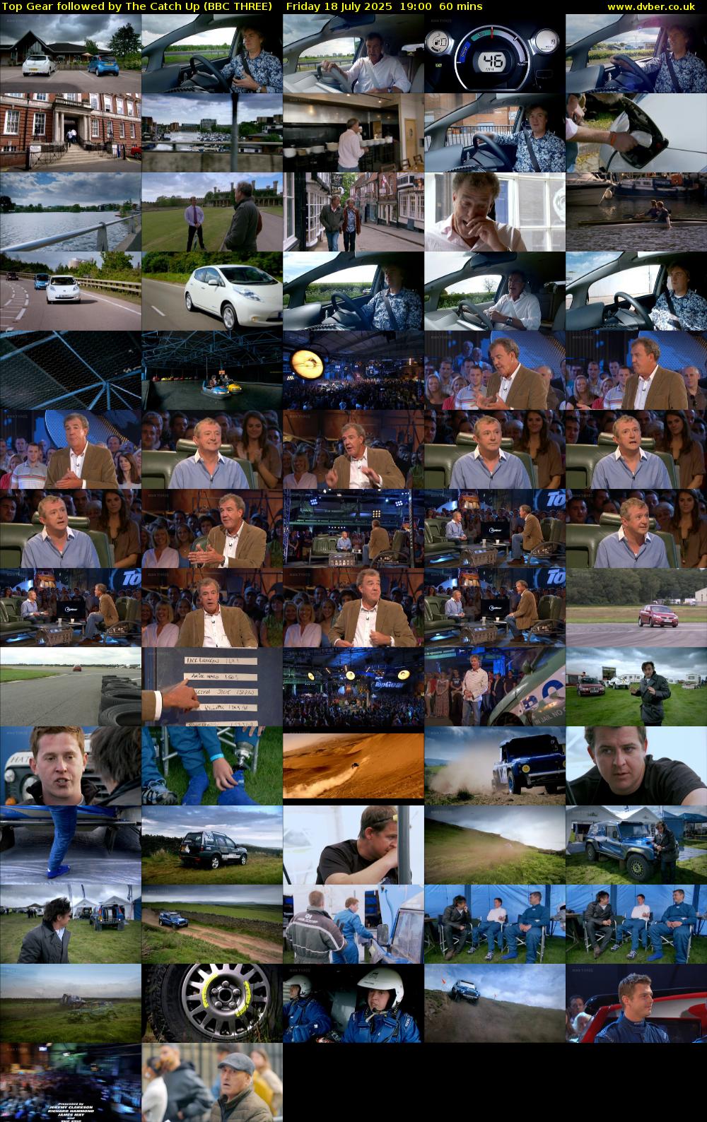 Top Gear followed by The Catch Up (BBC THREE) Friday 18 July 2025 19:00 - 20:00