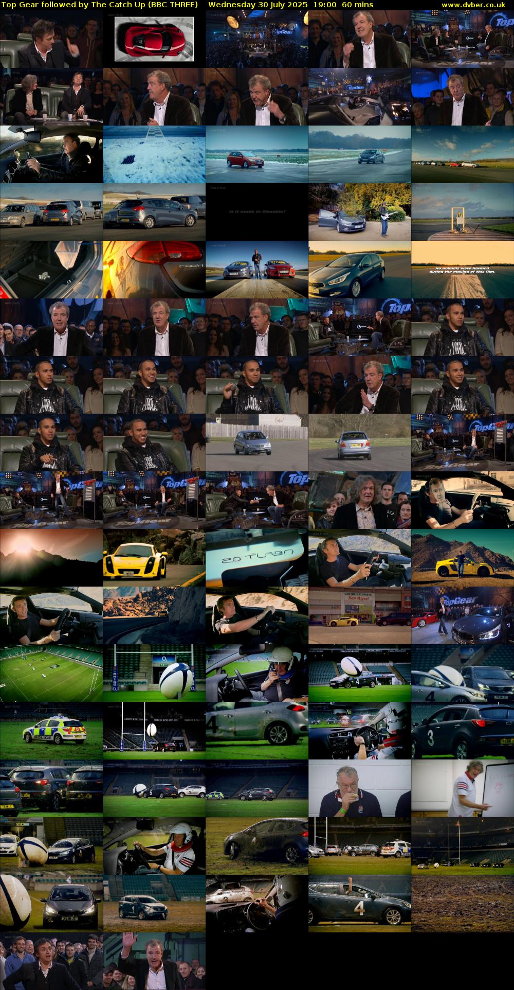 Top Gear followed by The Catch Up (BBC THREE) Wednesday 30 July 2025 19:00 - 20:00
