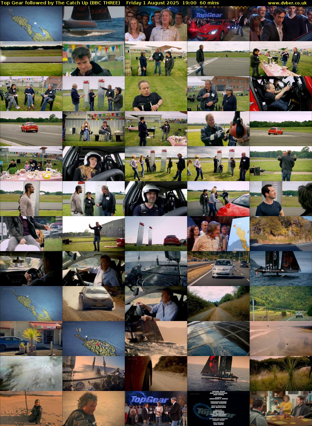 Top Gear followed by The Catch Up (BBC THREE) Friday 1 August 2025 19:00 - 20:00