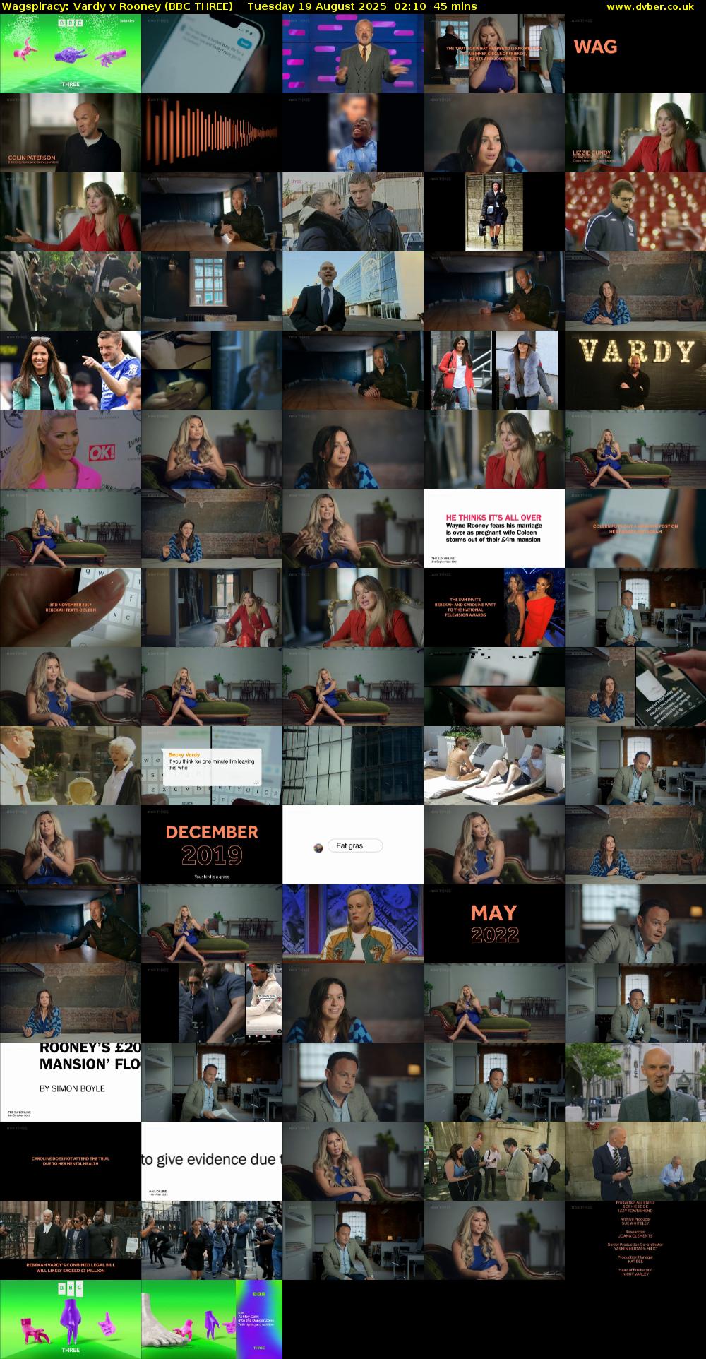 Wagspiracy: Vardy v Rooney (BBC THREE) Tuesday 19 August 2025 02:10 - 02:55