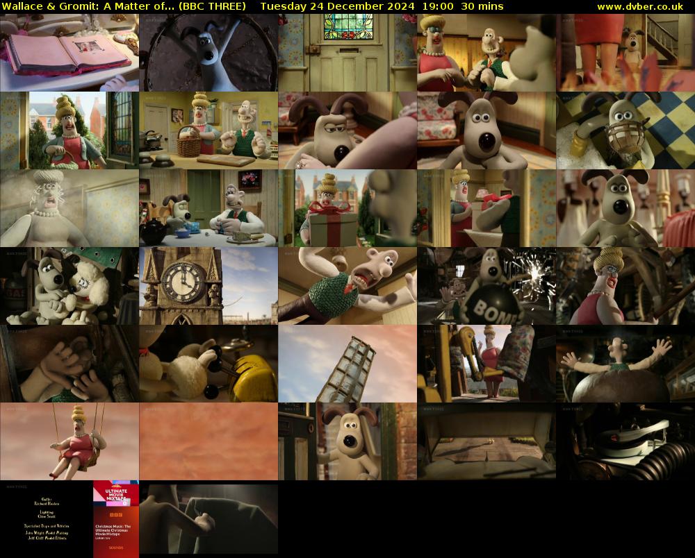 Wallace & Gromit: A Matter of... (BBC THREE) Tuesday 24 December 2024 19:00 - 19:30