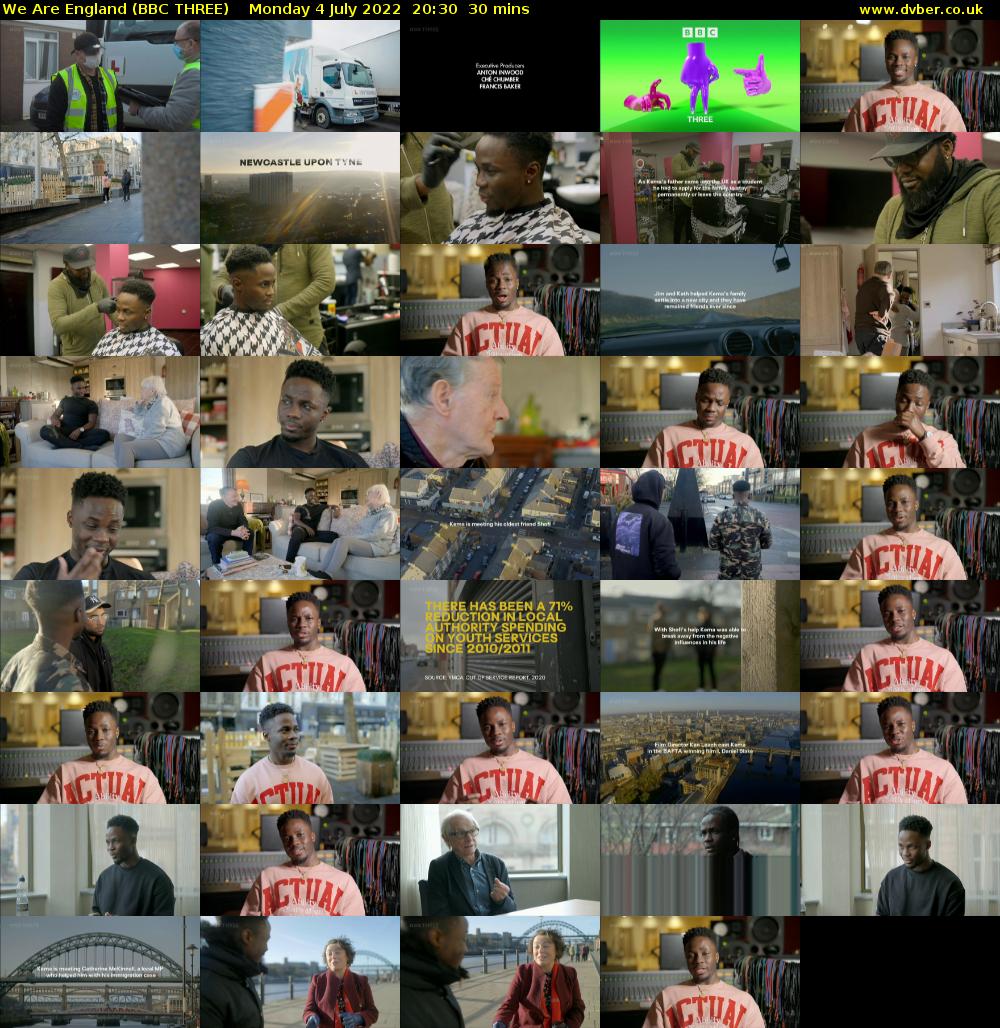 We Are England (BBC THREE) Monday 4 July 2022 20:30 - 21:00