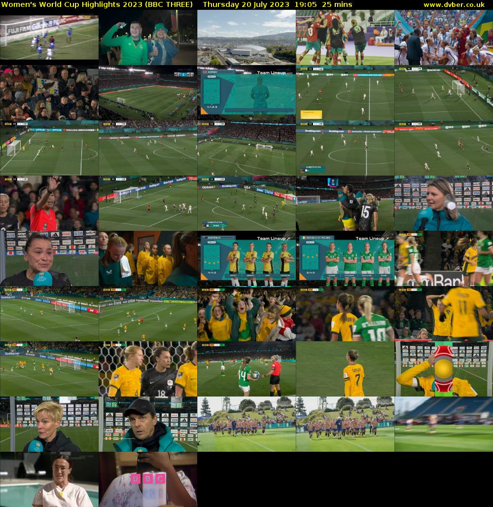 Women's World Cup Highlights 2023 (BBC THREE) Thursday 20 July 2023 19:05 - 19:30