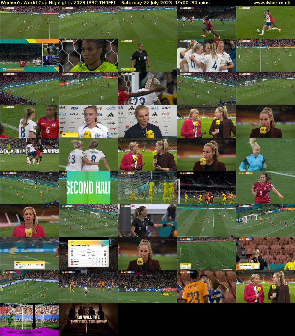 Women's World Cup Highlights 2023 (BBC THREE) Saturday 22 July 2023 19:00 - 19:30