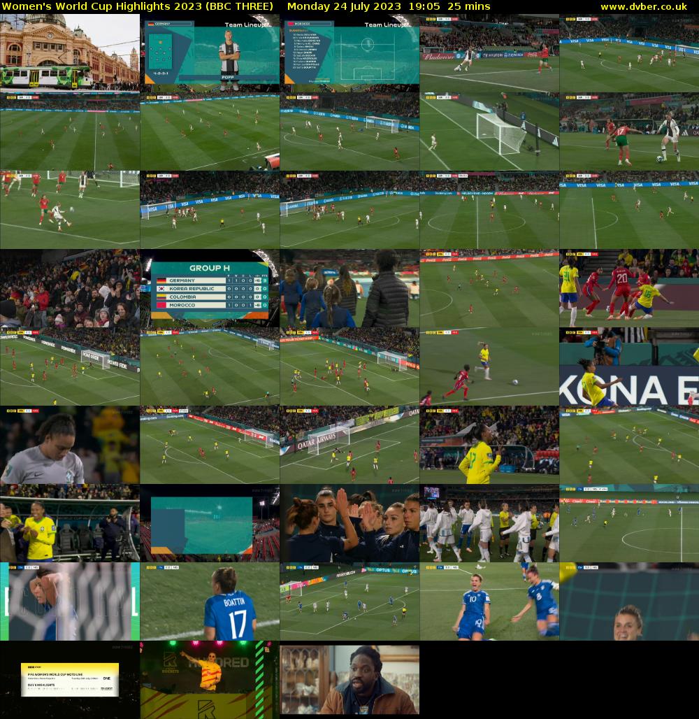 Women's World Cup Highlights 2023 (BBC THREE) Monday 24 July 2023 19:05 - 19:30
