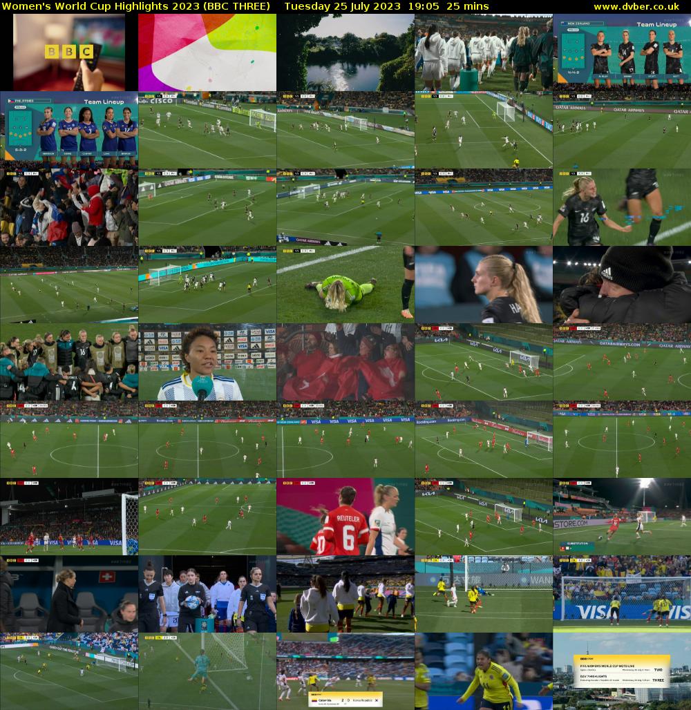 Women's World Cup Highlights 2023 (BBC THREE) Tuesday 25 July 2023 19:05 - 19:30