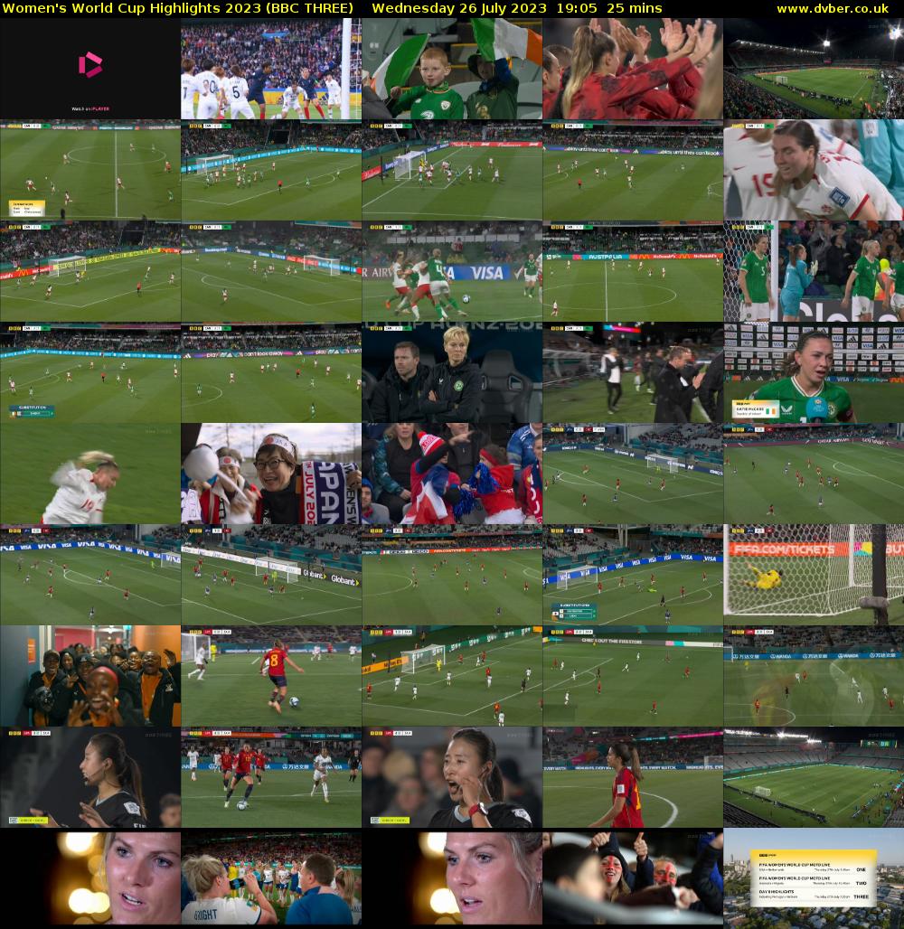 Women's World Cup Highlights 2023 (BBC THREE) Wednesday 26 July 2023 19:05 - 19:30