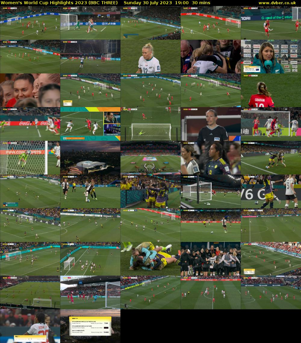 Women's World Cup Highlights 2023 (BBC THREE) Sunday 30 July 2023 19:00 - 19:30