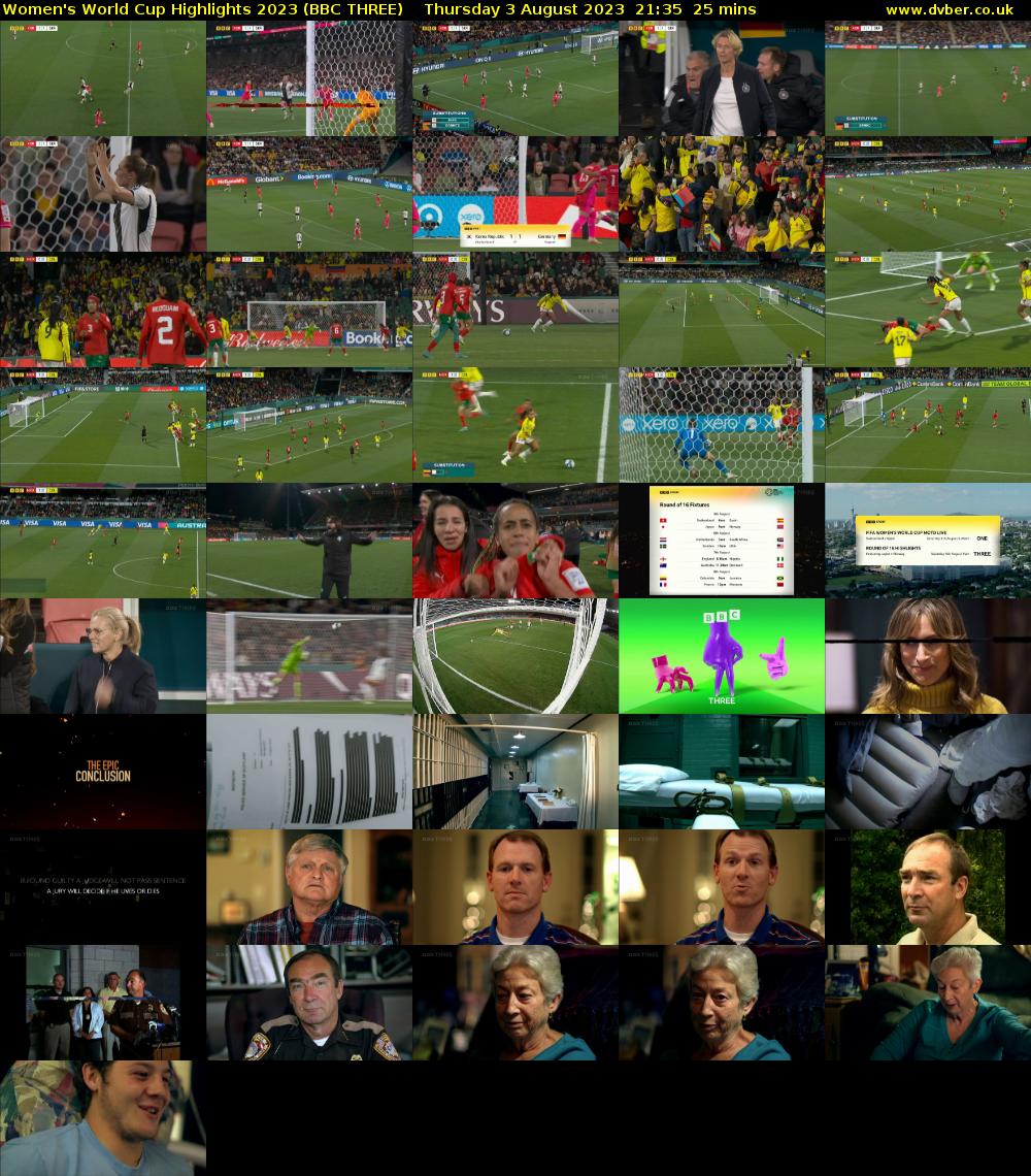 Women's World Cup Highlights 2023 (BBC THREE) Thursday 3 August 2023 21:35 - 22:00