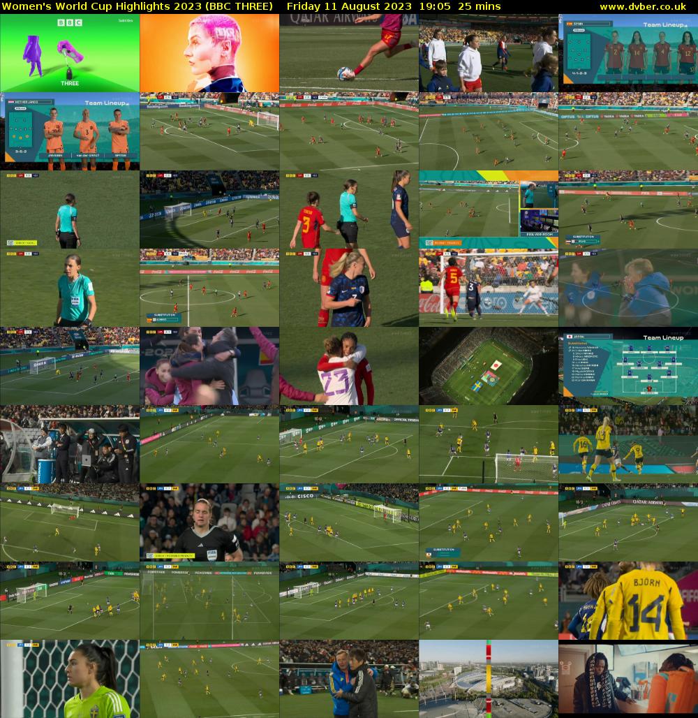 Women's World Cup Highlights 2023 (BBC THREE) Friday 11 August 2023 19:05 - 19:30