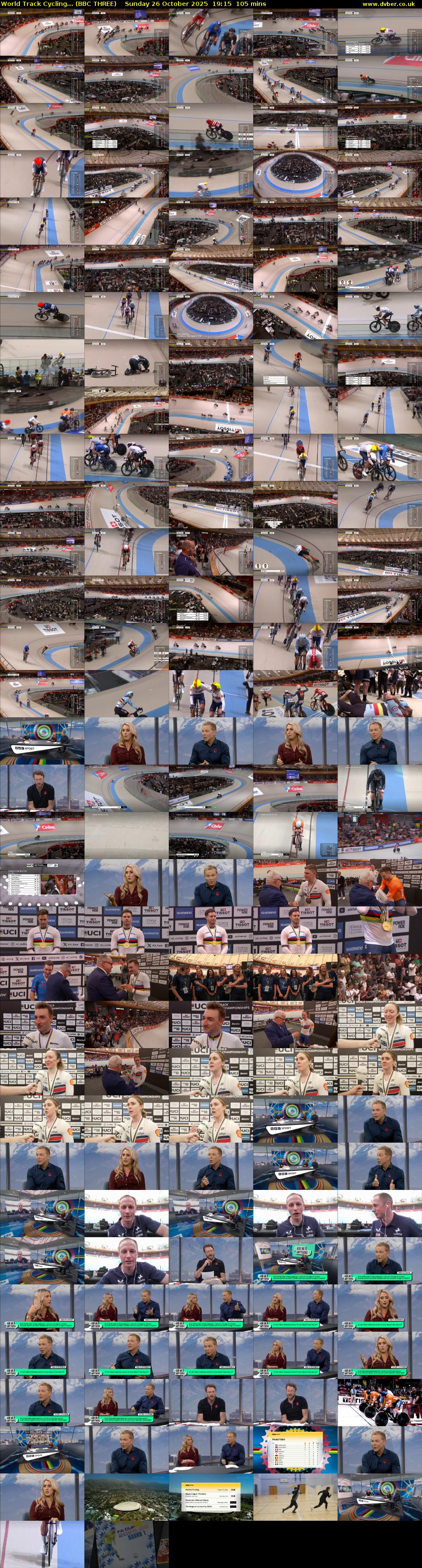 World Track Cycling... (BBC THREE) Sunday 26 October 2025 19:15 - 21:00