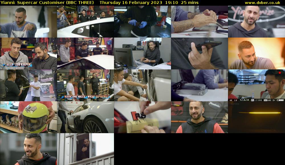 Yianni: Supercar Customiser (BBC THREE) Thursday 16 February 2023 19:10 - 19:35